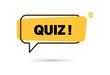 © Hasan_Sumon - Quiz with speech bubble symbols, concept of questionnaire show sing, quiz button, question competition, exam, interview modern emblem design vector illustration isolated on orange background eps