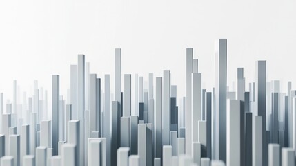 Poster - A 3D histogram displaying financial data distribution with bars of varying heights, set against a clean white background, illustrating the frequency and volume of financial transactions.