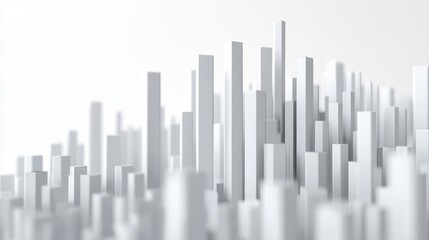 Poster - A 3D histogram displaying financial data distribution with bars of varying heights, set against a clean white background, illustrating the frequency and volume of financial transactions.