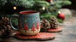 © Aliaksandra - holiday gift ideas, unique handmade christmas gifts lovely ceramic mugs festive coasters, perfect for spreading holiday cheer