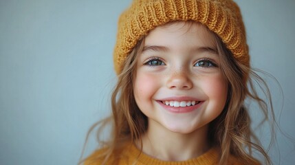 Canvas Print - Portrait of a happy child girl over white background