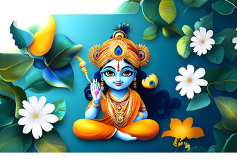 Poster - festival of happy shree krishna janmashtami abstract design background