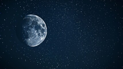 Fototapete - Serene night sky with scattered stars and a radiant moon