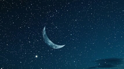 Poster - Night sky with bright stars and crescent moon