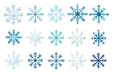 Aufkleber - Different snowflake designs on a white background Isolated on white background