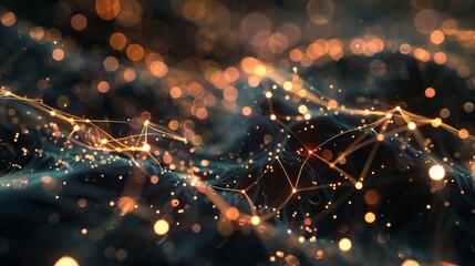 Poster - 3D animation of artificial neural network with dynamic lighting and connections