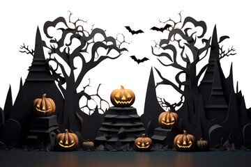 Sticker - PNG 3D Halloween border, transparent background