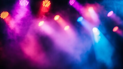 Poster - A vibrant stage lit with multicolored lights creating a dazzling background effect.