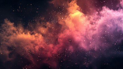 Poster - Abstract cloud of colorful particles in the night sky