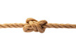 © นุชรี อังคะคำมูล - A close-up of a tightly tied rope knot, showcasing the texture and strength of natural fibers against a plain background.