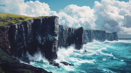 Poster - Rugged Cliffs and Stormy Seas