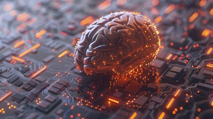 Aufkleber - Brain and circuit board fusion in futuristic style
