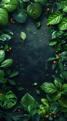 Sticker - A leafy green background with a few leaves and some fruit