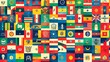 © Thaweechai - A bold background with the flags of various Latin American countries arranged in a dynamic pattern.