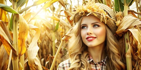 Sticker - girl in wheat field