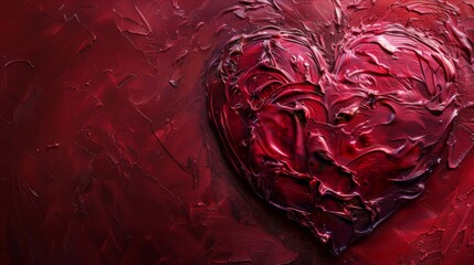 Poster - Richly textured heart design in shades of red and burgundy, set against a smooth, dark background for a sophisticated look.