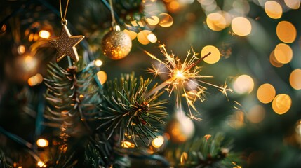 Poster - Sparkler illuminating a festive scene