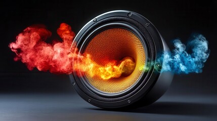 Wall Mural - A speaker emits fiery and smoky sounds