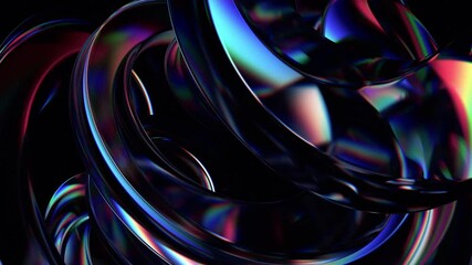 Wall Mural - abstract iridescent background, 4k seamless looping animation, 3d render