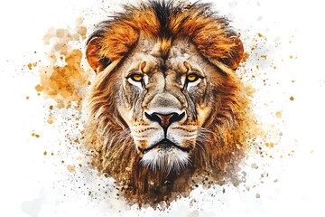 Sticker - A vibrant artistic representation of a lion's face with a colorful, abstract background.