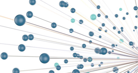 Fototapete - Abstract digital connection dots and lines. Technology background. Network connection structure. Plexus effect. 3d