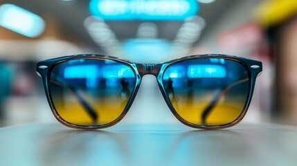 Blue Light Filtering Glasses Available, Eye Protection for Screen Use, Store Display of Eyewear, Enhance Visual Health, Technology Gear