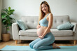 © Flash - photo of pregnant woman doing yoga pose relaxing activity, generative AI