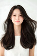 © sujeong - Youthful Woman with Flowing Hair and Serene Expression