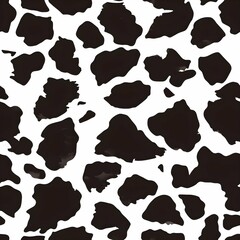 Wall Mural - seamless pattern of cow skin, animal print texture, black and white patches background, wallpaper