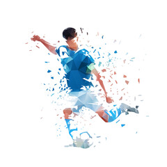 Sticker - Football player, kicking ball soccer, abstract isolated vector silhouette