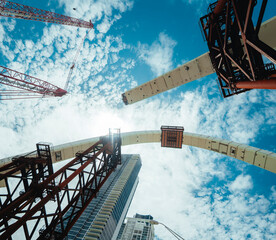 construction site with crane and sky new bridge downtown miami 