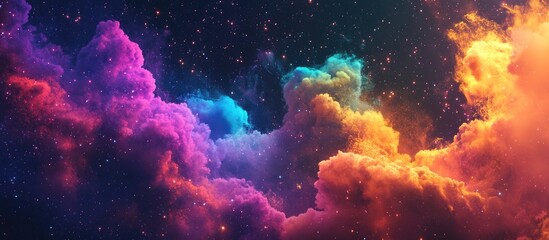 Cosmic illustration featuring a vibrant watercolor space background in a 3D cartoon rendering