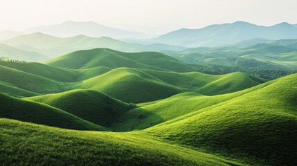 Wall Mural - Rolling Green Hills Under a Clear Sky