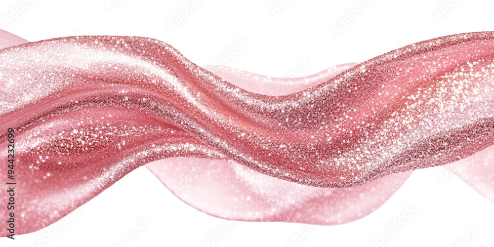 A soft, flowing wave of pink and gold glitter showcases elegant ...