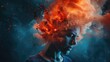 © Gucks - female head fire explosion, anxiety and head ache concept