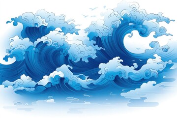 Wall Mural - Japanese Traditional Wave Illustration