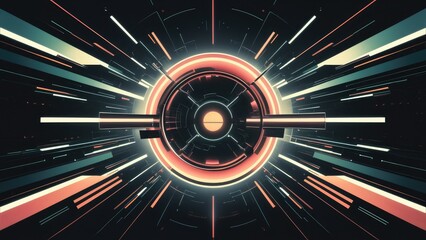 Wall Mural - dynamic abstract shapes on a dark backdrop. concept of retro-futurism and digital interface in a dig