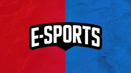 Wall Mural -  Esports Text Design on a Vibrant Red and Blue Background