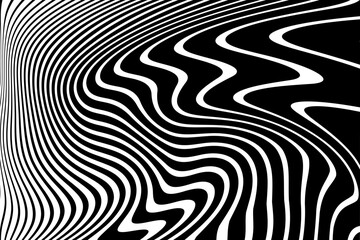 Wall Mural - Wavy Lines Pattern. Abstract Black and White Texture. 