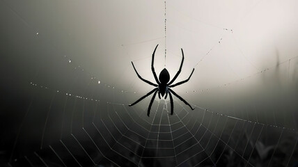 Spider on a web with a haze