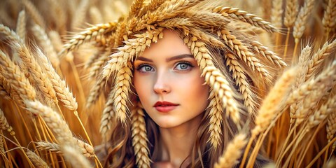 Canvas Print - woman with wheat