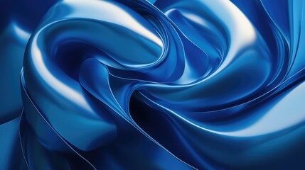 3d rendering of an abstract composition featuring dynamic blue curves