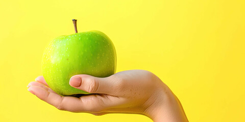 Wall Mural - A green apple in the hand