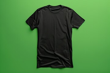 Blank black T-Shirt template for mockup on green background