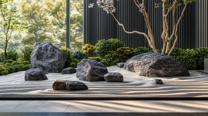 Wall Mural - minimalist home dcor idea peaceful zen garden with rocks and sand, creating a serene living space a tranquil concept for your home