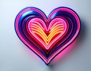 vector neon sign heart decoration white background