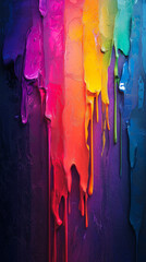 Wall Mural - A colorful painting with a rainbow of colors splattered across the wall