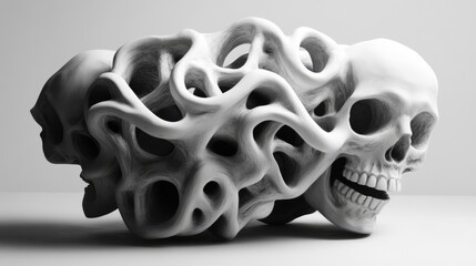 Poster - Abstract Skull Sculpture with Intertwined Forms