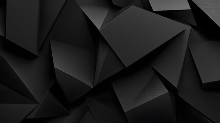 Wall Mural - Black low poly minimal geometric background. Generative AI