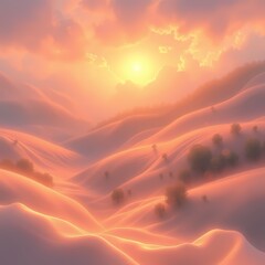 Wall Mural - sunset in the mountains